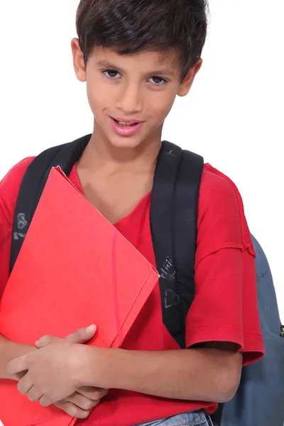 Jonge jongen op zijn weg naar school — Stockfoto