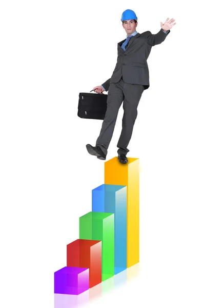 Senior engineer climbing the career ladder — Stock Photo, Image