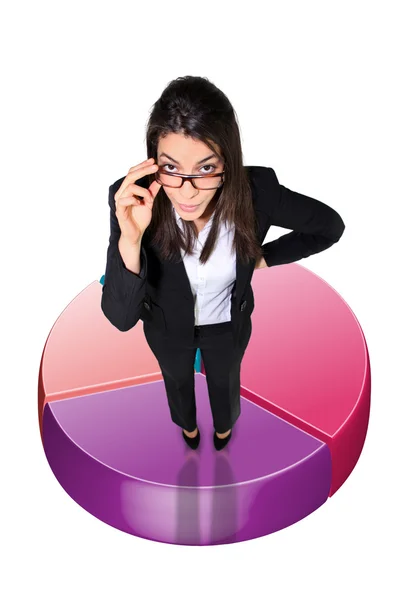 Affärskvinna som står i ett cirkeldiagram — Stockfoto