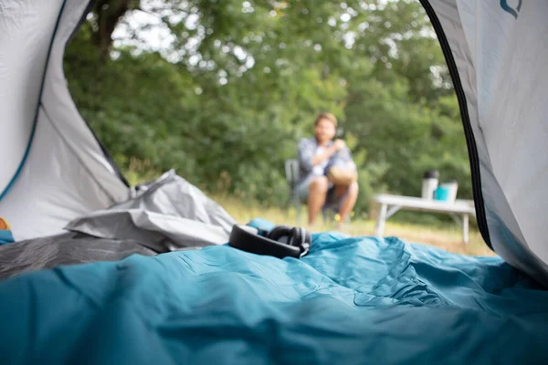 Uitzicht Van Binnenuit Tent — Stockfoto