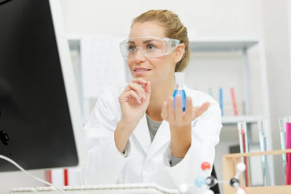 Woman Researcher Looking Results Computer Royalty Free Stock Images