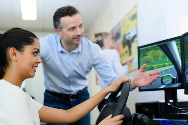 Driving Teacher Praising Student — Stock Photo, Image