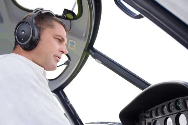 Piloto Nos Controlos Aeronaves — Fotografia de Stock