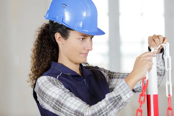 Une Femme Ouvrière Construction — Photo