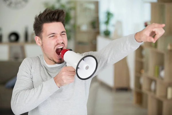 Young Cool Man Megaphone — Stock Photo, Image