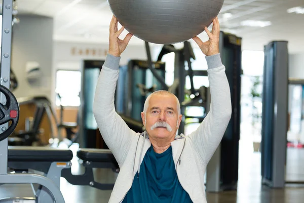 Senior Man Working Out Gym Club — Stock Photo, Image