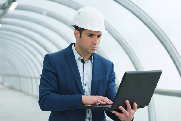 Portrait Architect Working Laptop — Stock Photo, Image