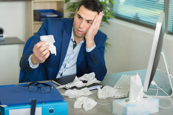 Homem Triste Escritório — Fotografia de Stock