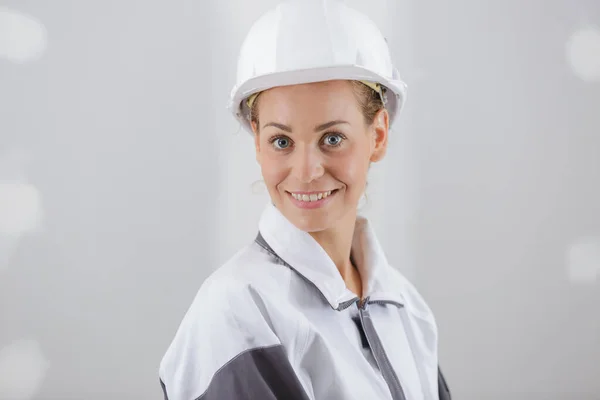 Portrait Happy Woman Builder — Fotografia de Stock