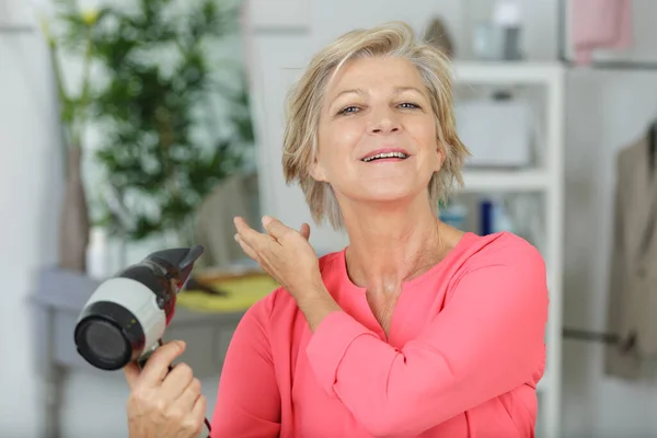 Woman Dry Blowing Hair — Foto Stock