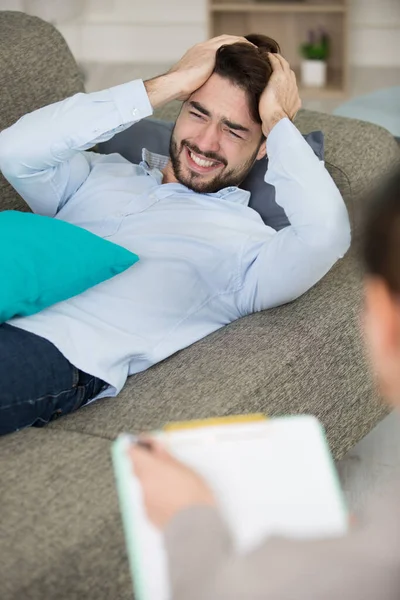 Traurige Patientin Bei Psychologen Psychologische Unterstützung — Stockfoto