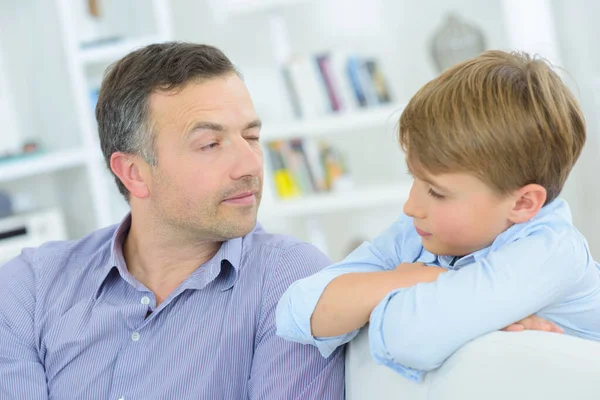Father Looking Son Out Corner His Eye — Stock Photo, Image