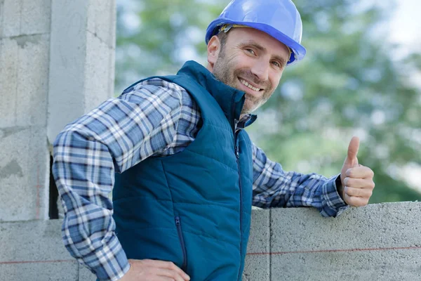 Homem Trabalhador Meia Idade Construção — Fotografia de Stock