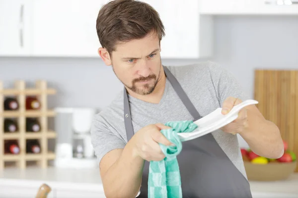 Young Handsome Man Apron — Stock Photo, Image
