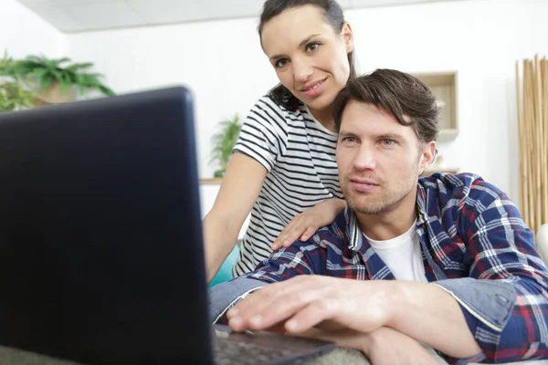 Couple Searching Information Planning Future Trip — Stock Photo, Image