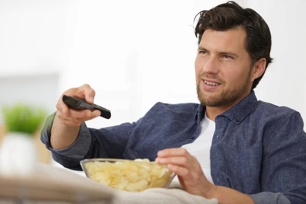 Anhänger Uniform Schauen Fußball Fernsehen — Stockfoto