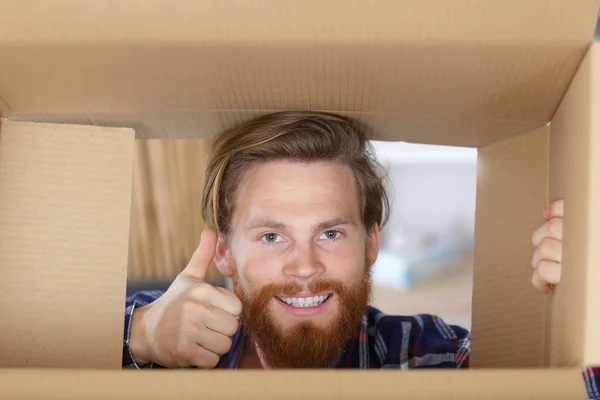 Cheerful Delightful Excited Joyful Handsome Thumb — Stock Photo, Image