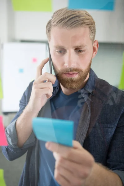 Adult Man Serious Talking Phone — Stock Photo, Image