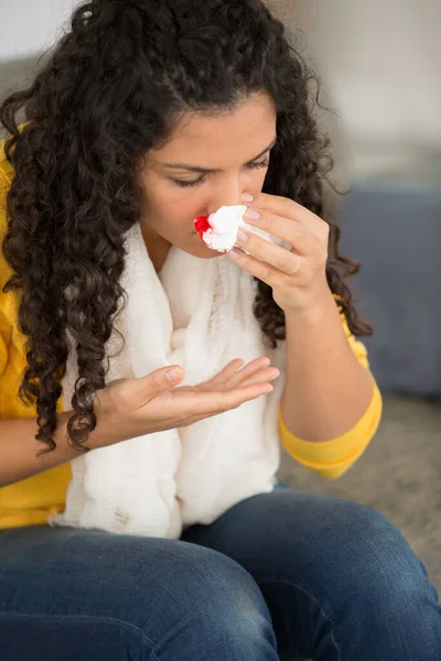 Bleeding Nose Women — Stock Photo, Image