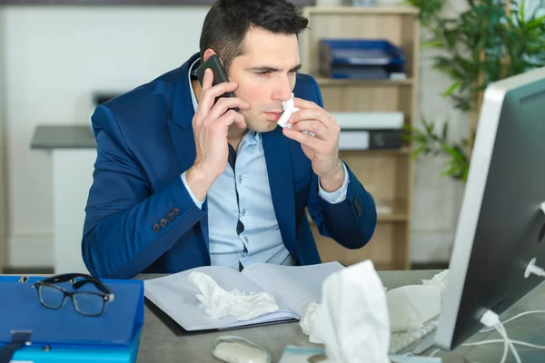 Sick Ill Businessman Office — Stock Photo, Image