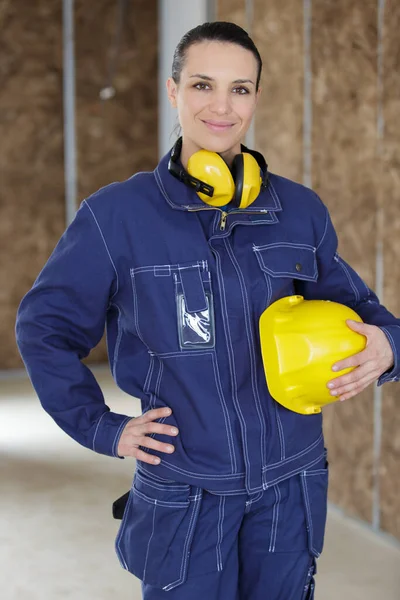 Confident Female Engineer Can Attitude Smiling Camera — Stock Fotó