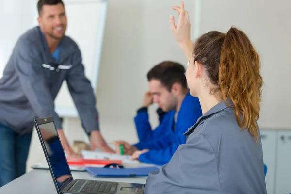 Portrait Female Mechanic Classroom — Foto Stock