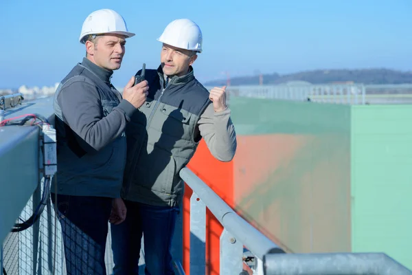 Portrait Two Engineer Pointing — стоковое фото