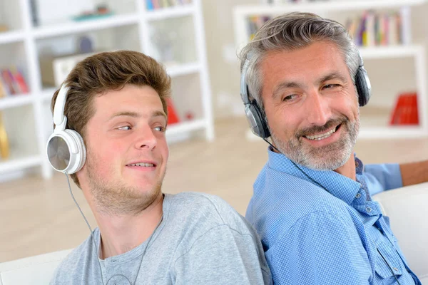 Father Son Headphones — Stockfoto