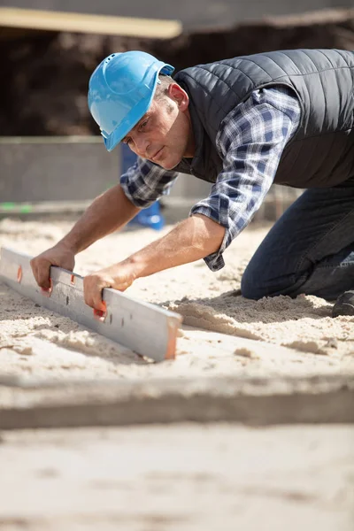 Leveling Cement Concrete Foundation Formwork — Stock Photo, Image