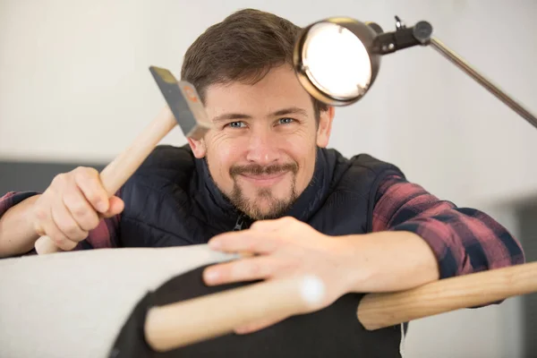 Artesanato Usando Ferramentas Carpintaria Para Restauração — Fotografia de Stock