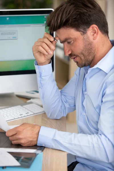 Unhappy Businessman His Office — Stock Photo, Image