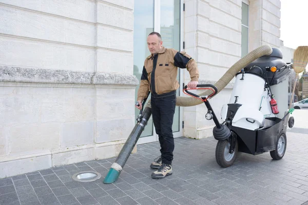 Ένας Άνδρας Δημόσιος Καθαριστής Δρόμου — Φωτογραφία Αρχείου