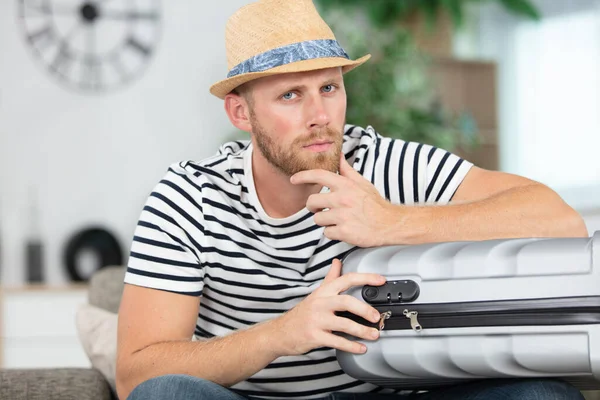 Troubled Man Has Forgotten Code His Suitcase —  Fotos de Stock