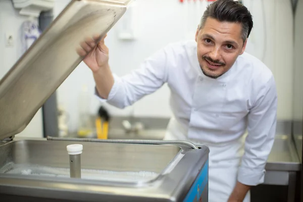 professional chef making home made ice cream