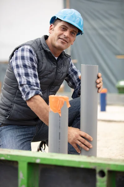 Retrato Trabajador Maduro Construcción Fuera — Foto de Stock