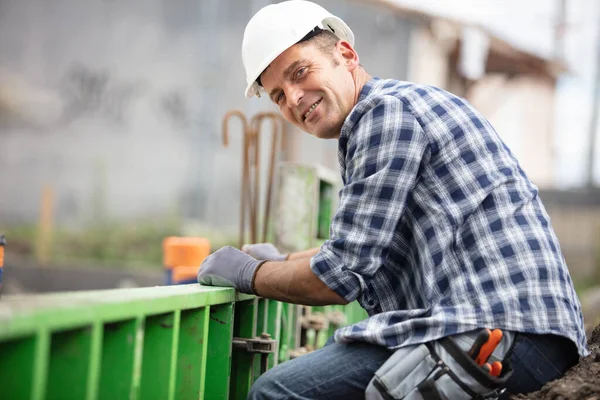 Handsome Hard Worker Portrait Construction Site — Stock Fotó