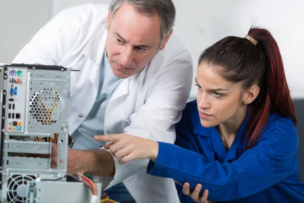 Young Technician Making Observation Supervisor — Stockfoto