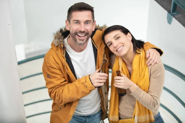 Image Happy Young Couple Back Party Drunk — Foto Stock