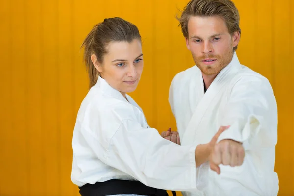 Female Black Belter Training Student — Stok fotoğraf