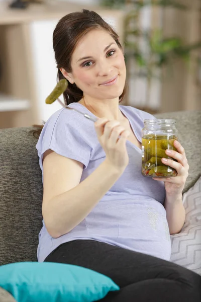 pregnant woman with cucumber sour