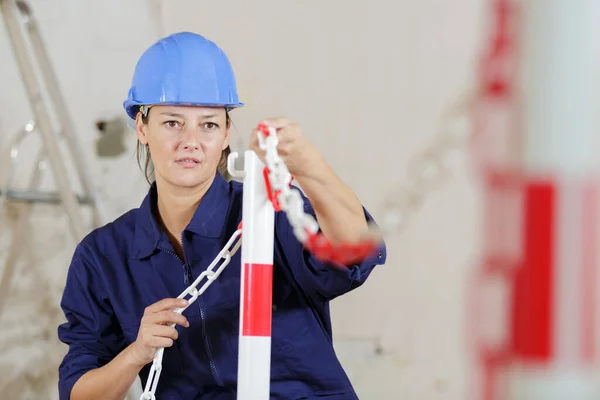 a woman builder at work