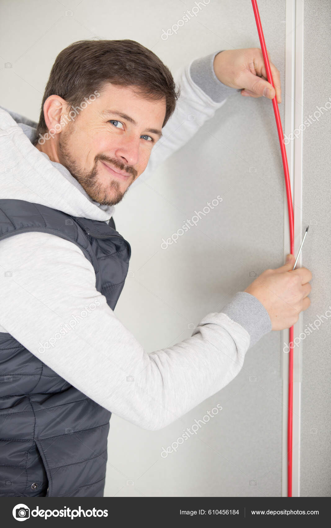 Builder Fitting Wall Cladding New Build House Stock Photo by