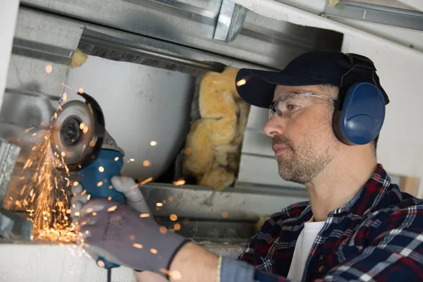 Svetsare Grinder Metall Vinkelslip — Stockfoto