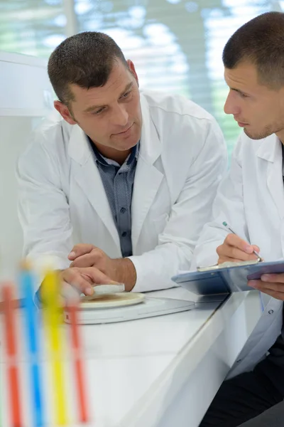 two lab doctor testing food products