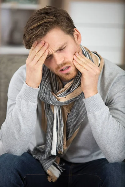 Young Man Suffering Tooth Ache Home Royalty Free Stock Photos