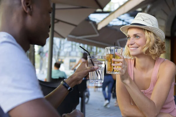 Friends Having Fun Bar Outdoors — Stock Photo, Image