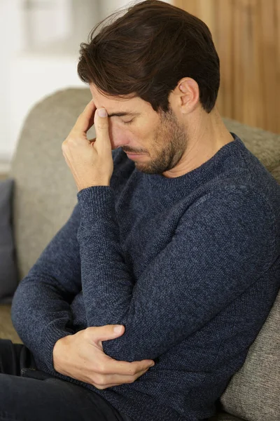 Sad Young Man Home — Stock Photo, Image