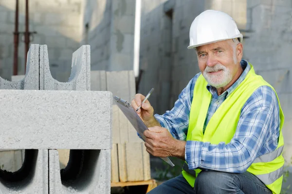 Foreman Building Site Writing Clipboard — Stock Photo, Image