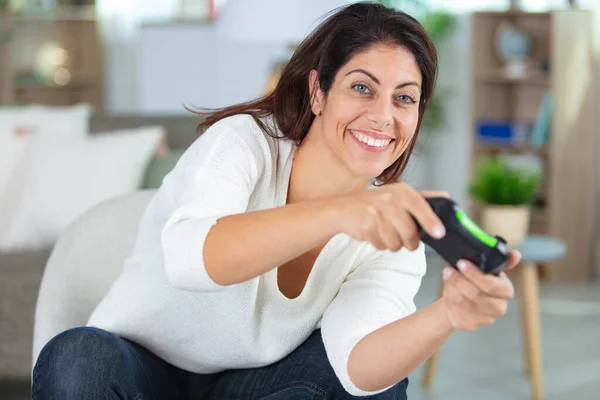 Woman Playing Computer Game Console — Stock Photo, Image