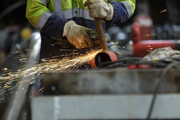 Cnc Corte Por Láser Tubo Metal Con Brillo Brillante Fábrica — Foto de Stock